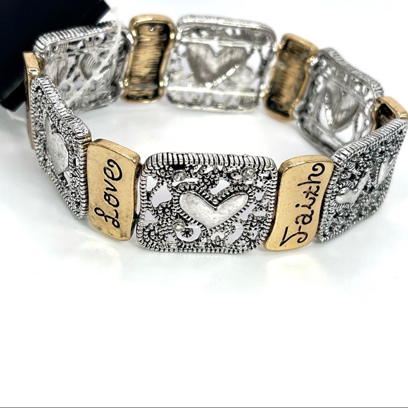 Tanya Creations  - Two Toned Stretch Bracelet - Hope, Love, Faith - Picture 3 of 4
